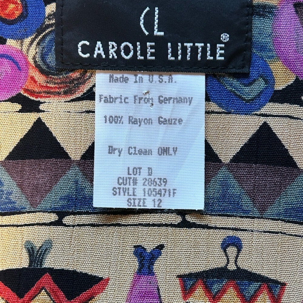 Vintage Carole Little art jacket size 12 rayon  gauze abstract Paris beaded trim - Picture 10 of 16